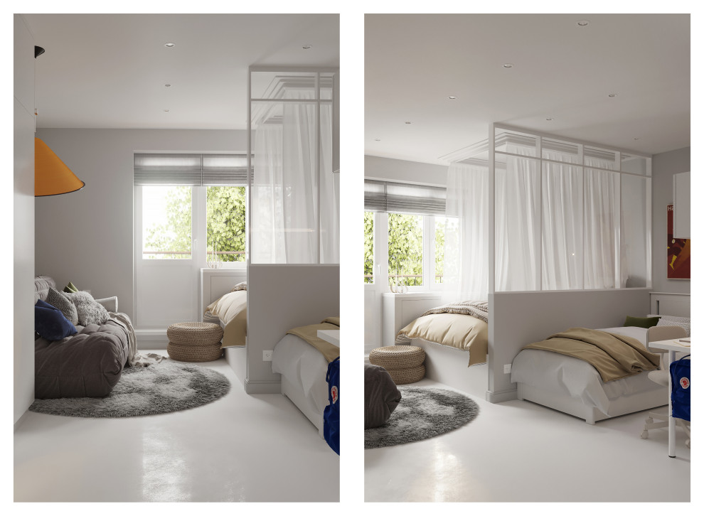 Светлая квартира в панельном доме для молодой девушки