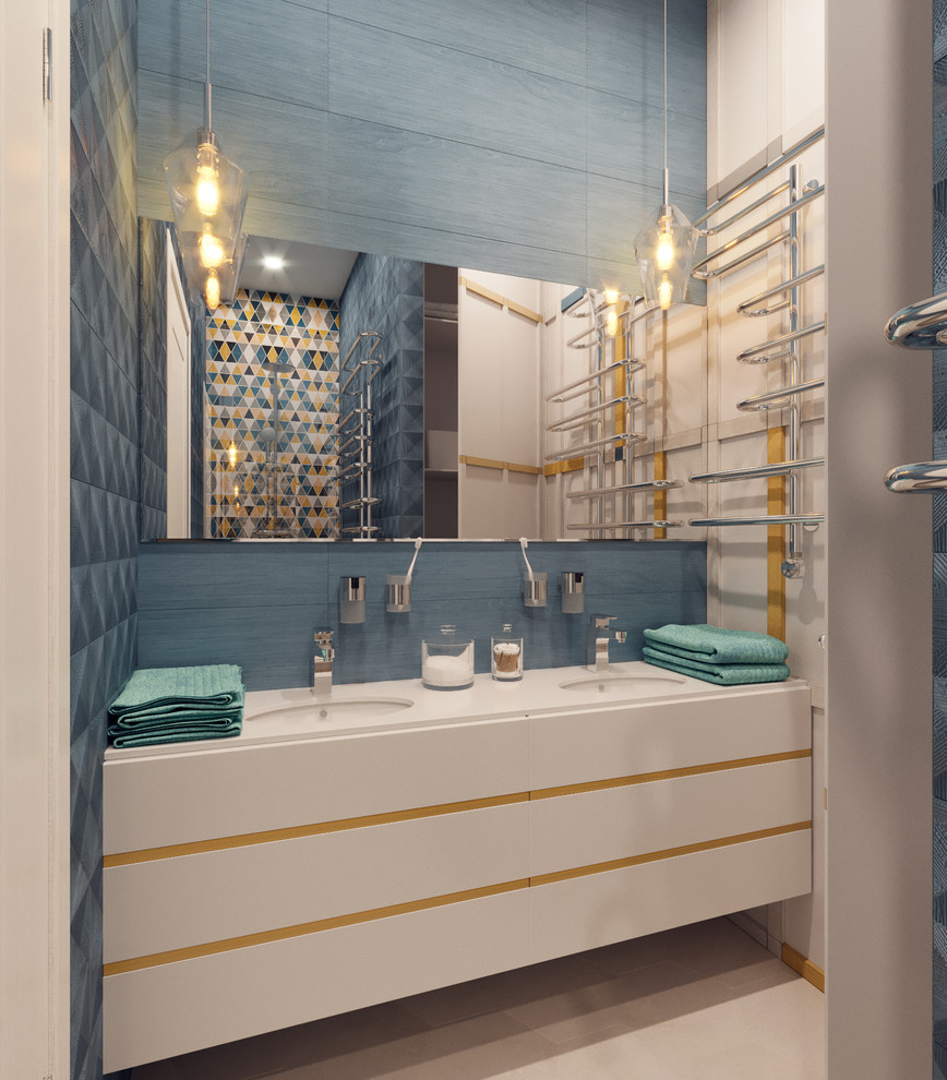 Дизайн интерьера санузла для молодой пары с двумя детьми