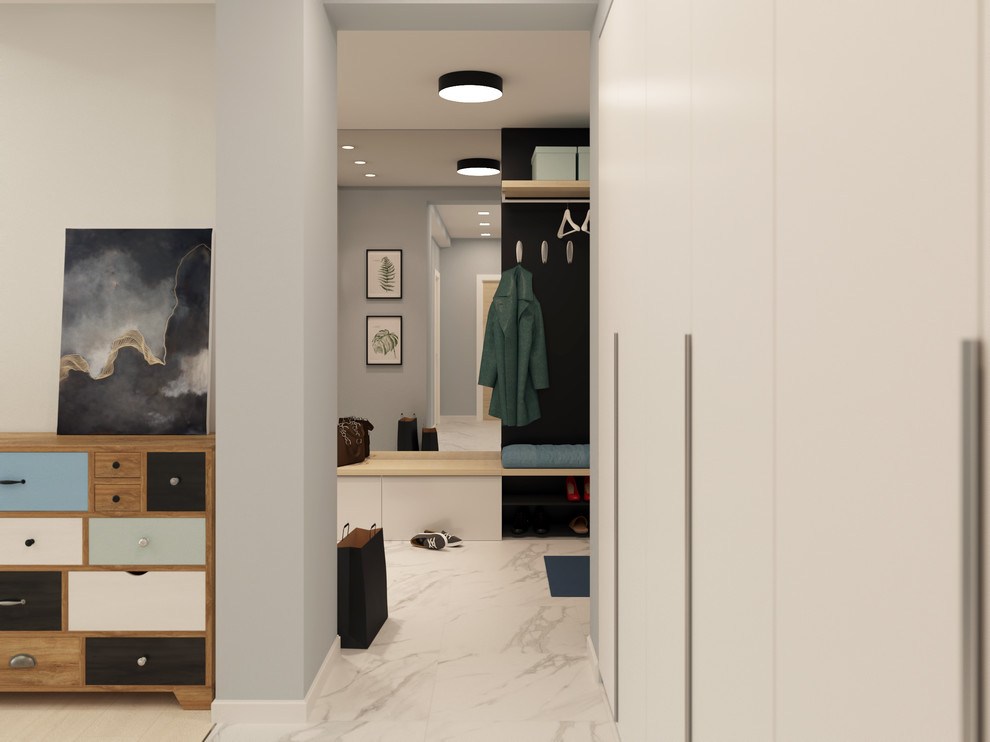 Светлая кварира с черными акцентами