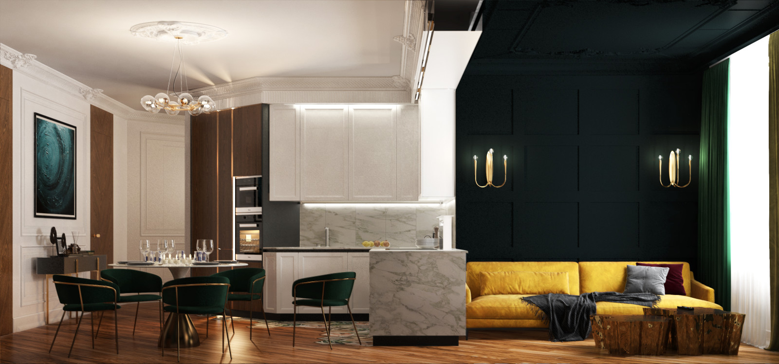 Дизайн Квартиры в современном стиле с британскими колониальными нотками.