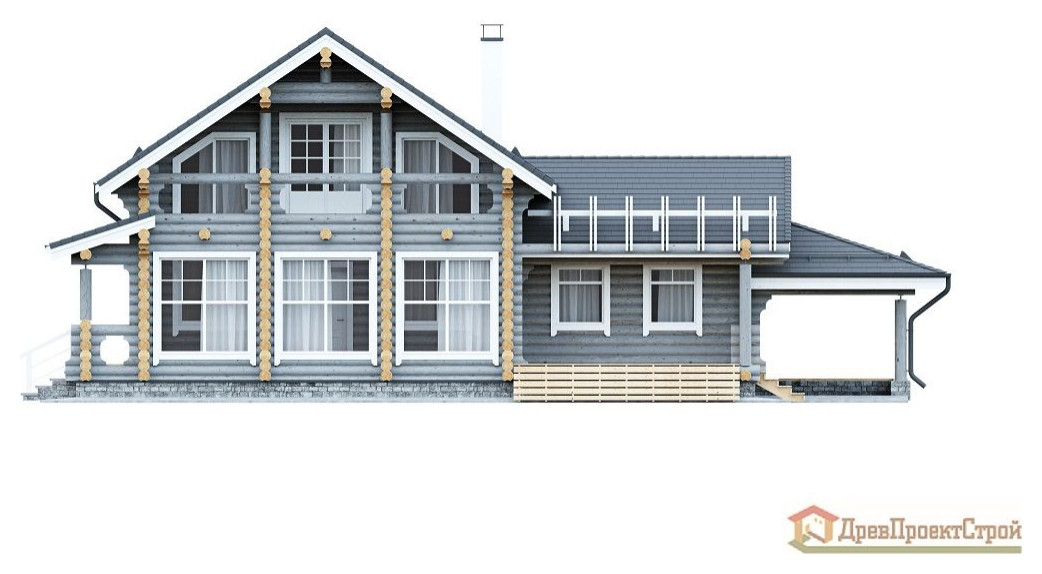 Дом из оцилиндрованных бревен 197,03м². Размеры 16800 х 10200. Проект № 304