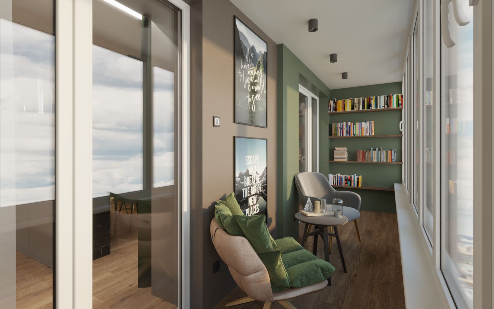 Кухня гостинная с балконом