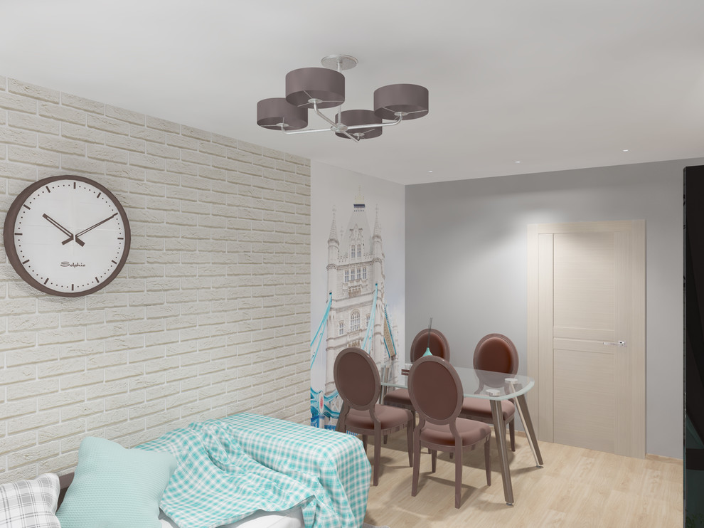 Квартира "бирюза+кирпич"