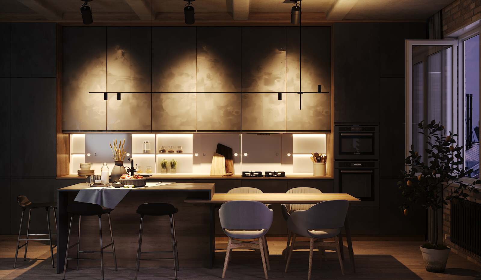 Design kitchen in loft style