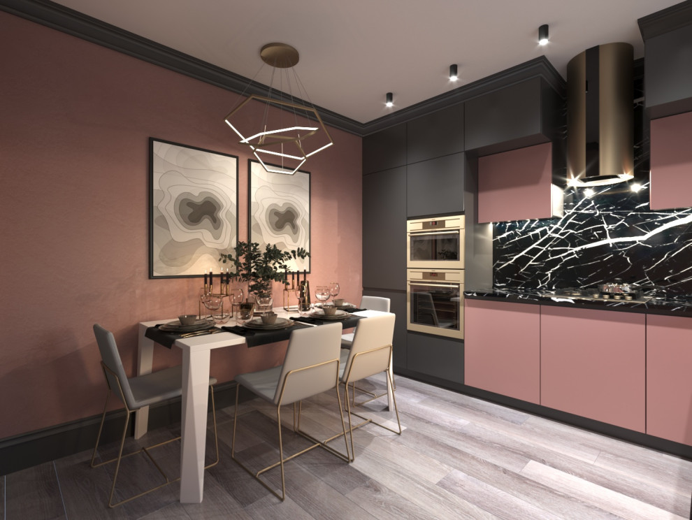 Обложка проекта: Яркая кухня 10 кв в частном доме