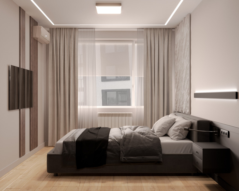 Евро однокомнатная квартира в монохромной гамме  в ЖК Московские кварталы