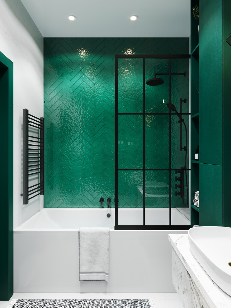 Обложка проекта: Ванная в зеленых тонах.