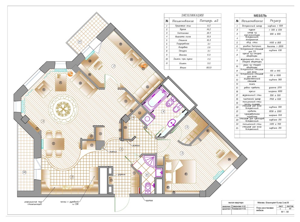 Квартира на Ельнинской улице (планировочное решение)