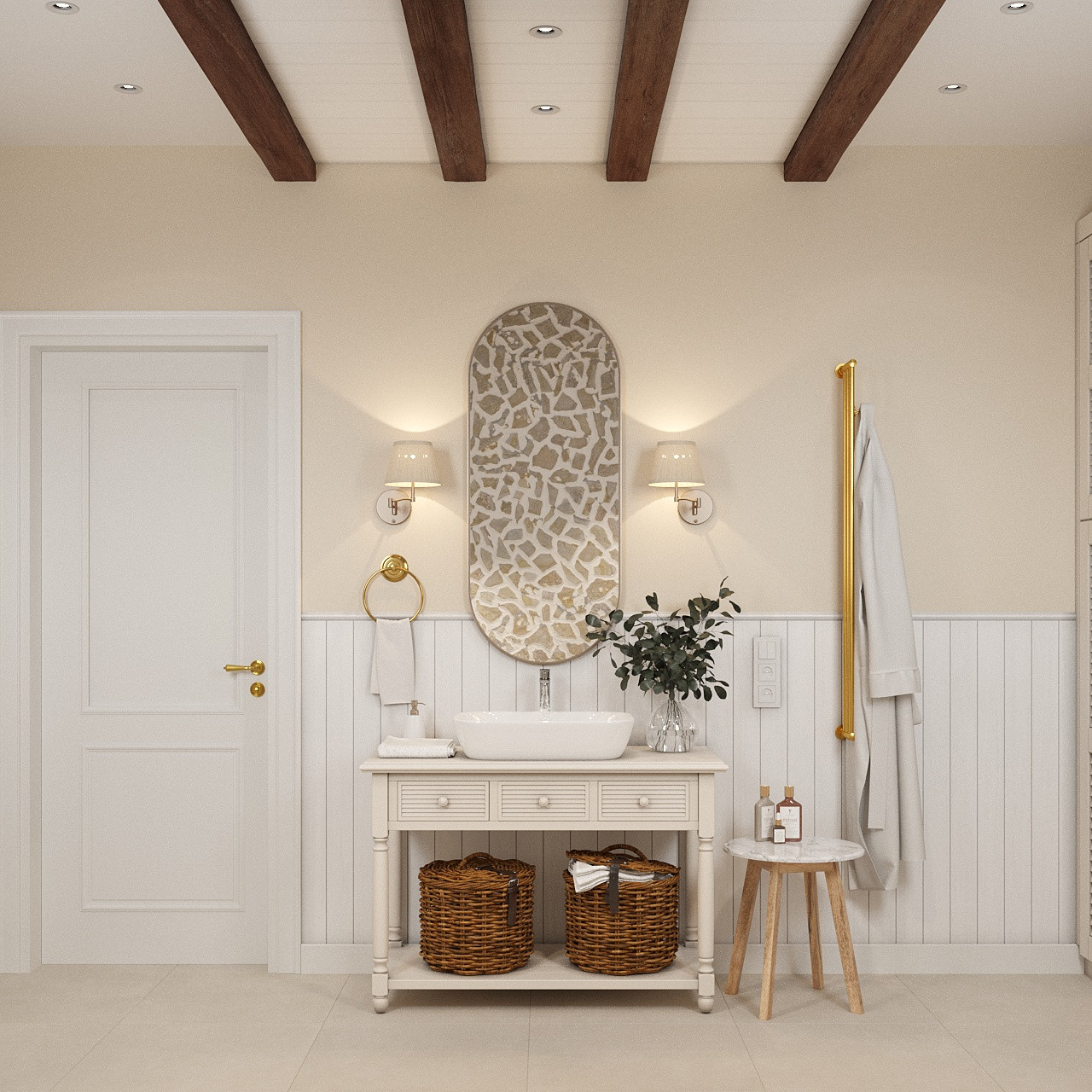 Дизайн-проект загородного дома 77,25 кв.м. в г. Симферополь в стиле кантри