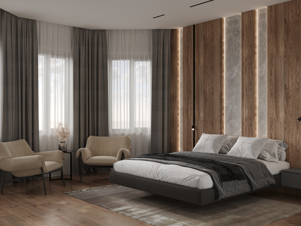 Дизайн спальни, с парящей кроватью