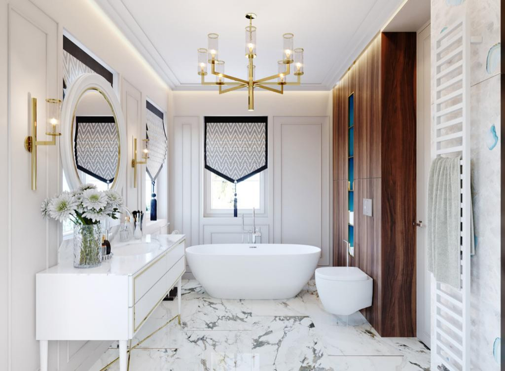 Изысканность загородного дома в смешанном стиле Ар Деко и Американской классики