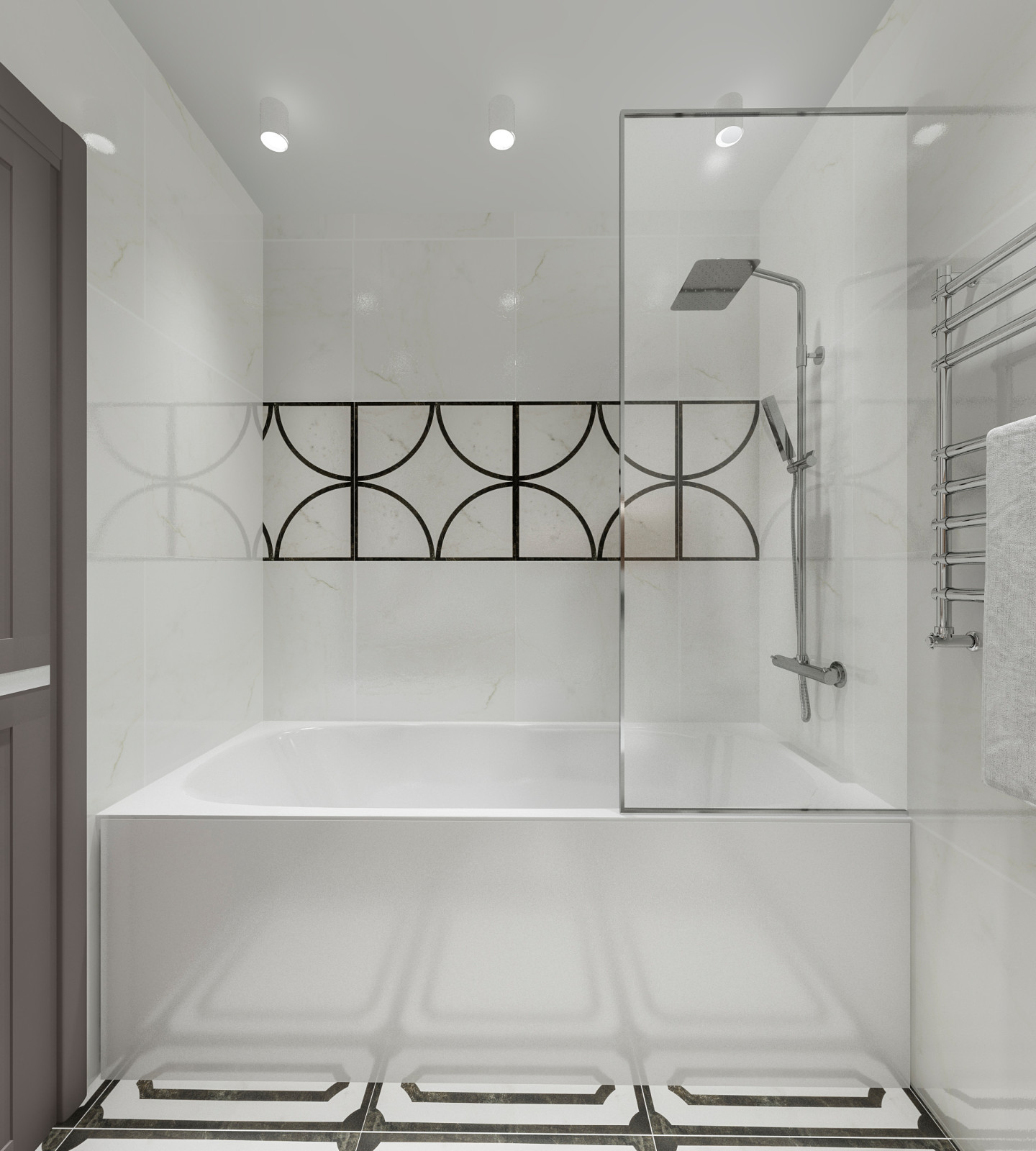 современные ванные душевые