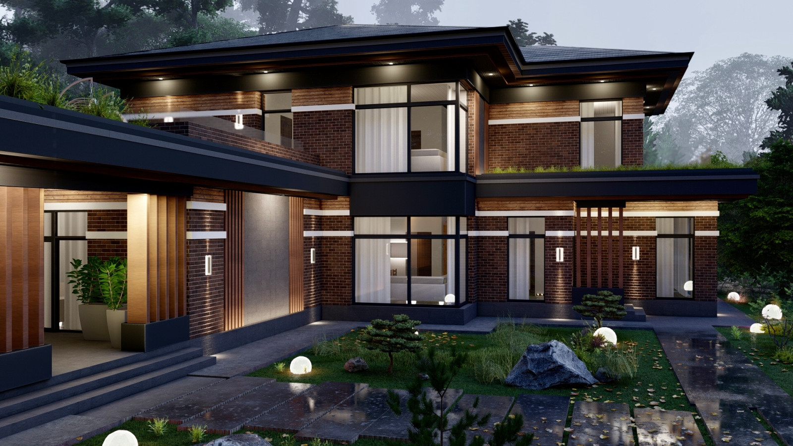 Проект загородного дома с банным комплексом