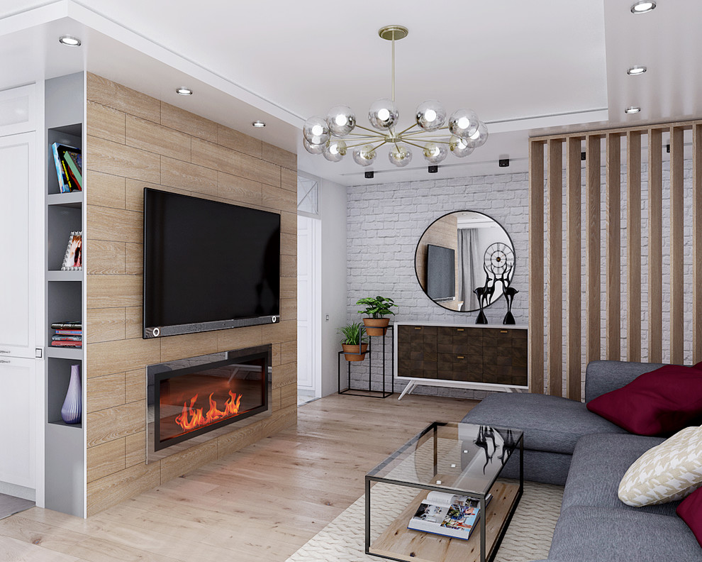 Гостиная и спальня в скандинавском стиле, ЖК "Царская столица".