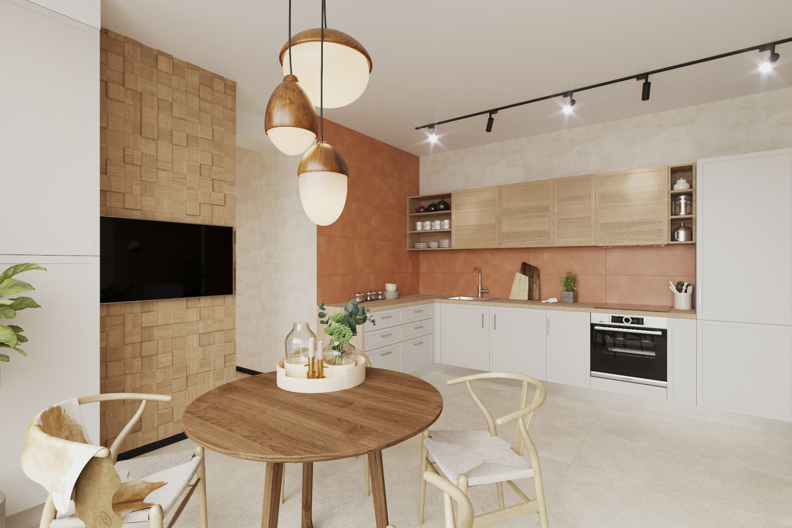 Бохо для девушки с детьми, 105 м2