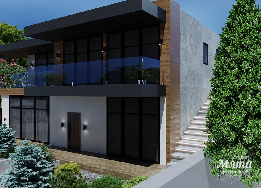 Дизайн фасада дома 140 м2 в Сочи