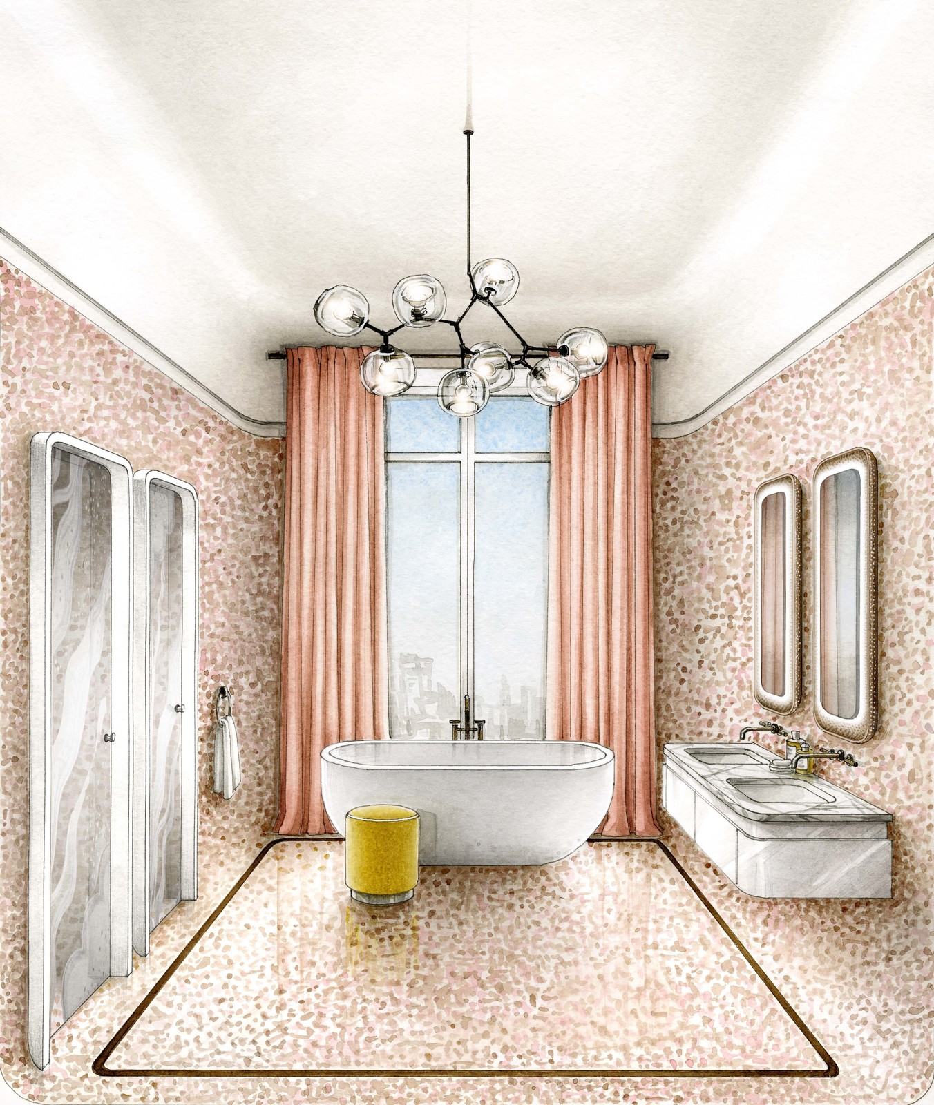 Эскизы интерьера для проекта дизайнера Анастасии Трубкиной