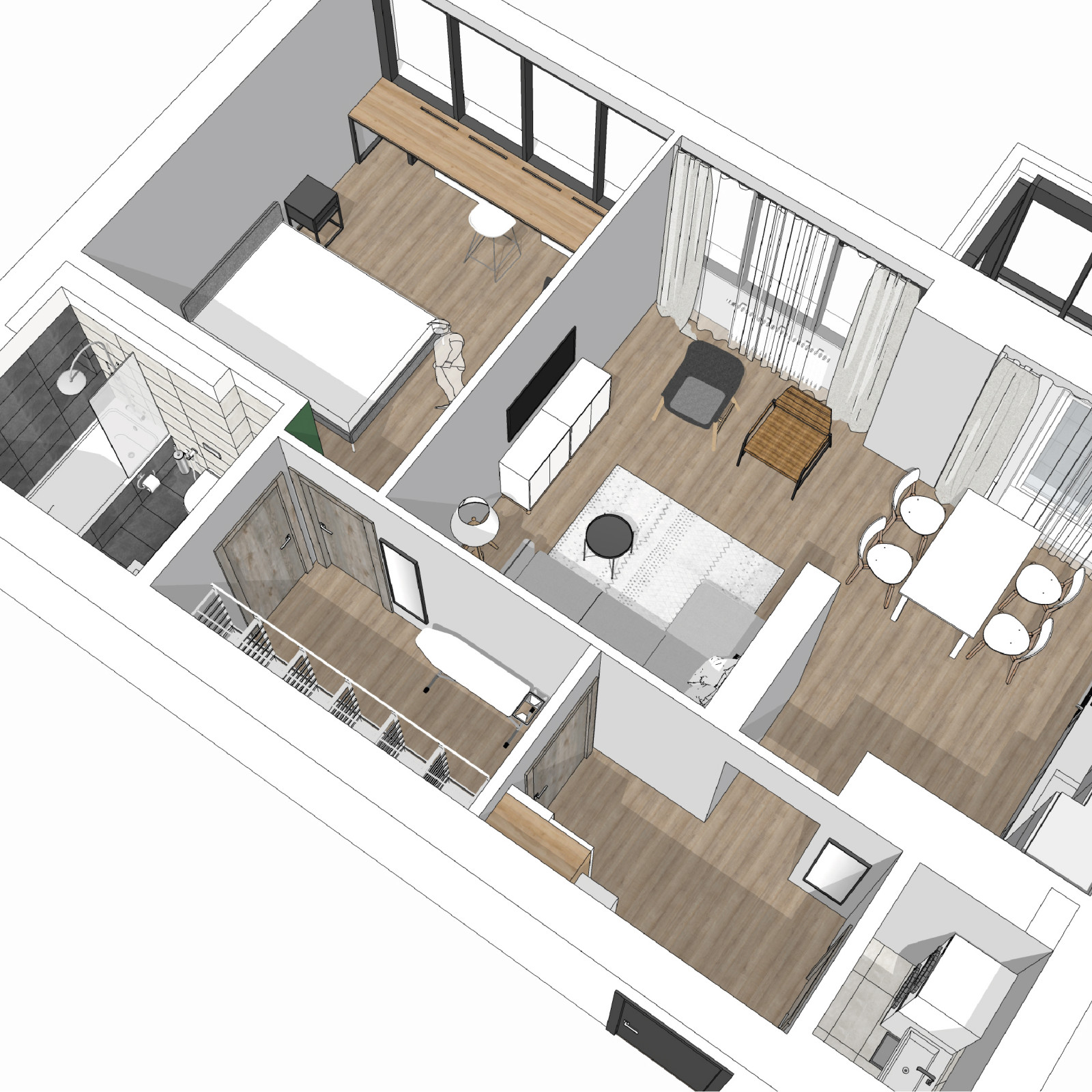 Современная классика Mid-Century Modern. Квартира в ЖК "Булгаков", Новосибирск