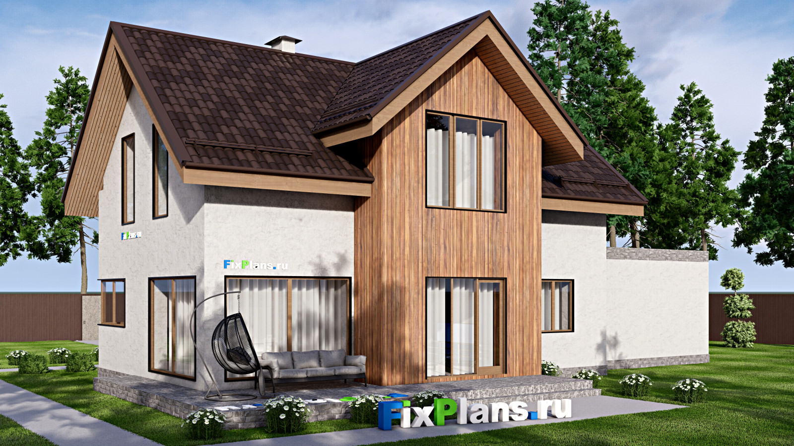 Проект дома с мансардой 20х13 м S210м2 F-15956