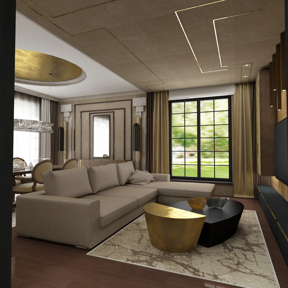 Гостиная и библиотека для частного дома на Широкой речке