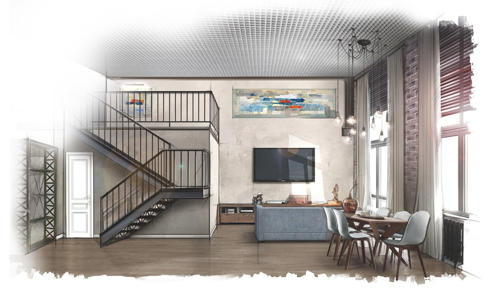 Обложка проекта: Квартира в Москве. 200м2. Лофт.