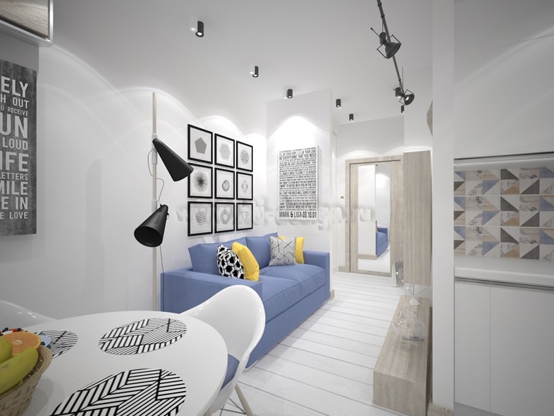 Обложка проекта: Прямоугольная студия 36 кв.м