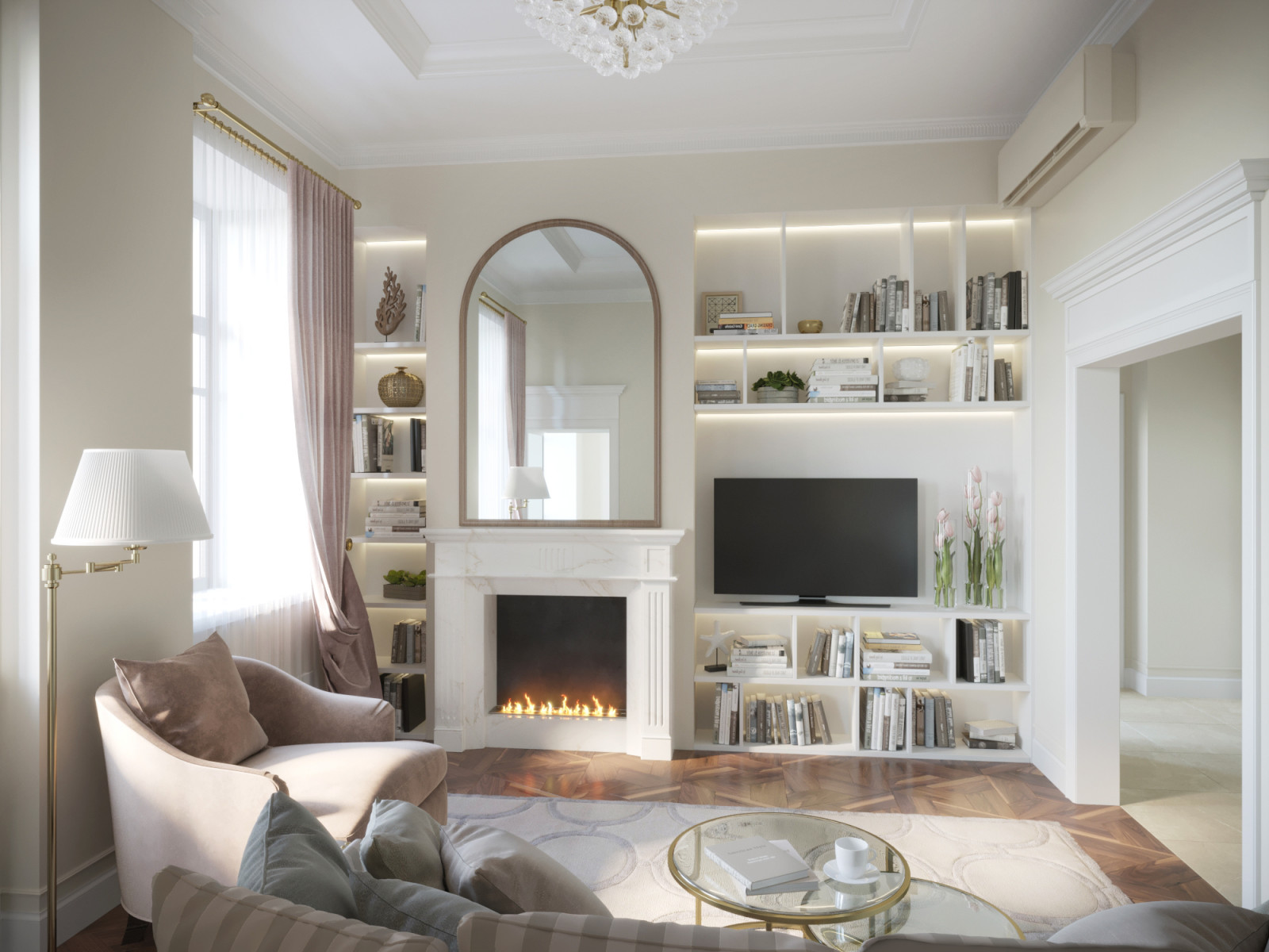 Обложка проекта: Гостиная с камином в старом фонде