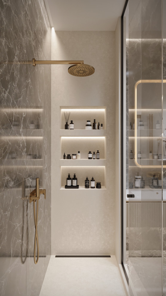 3к студия монохромный интерьер в стиле Современной классики