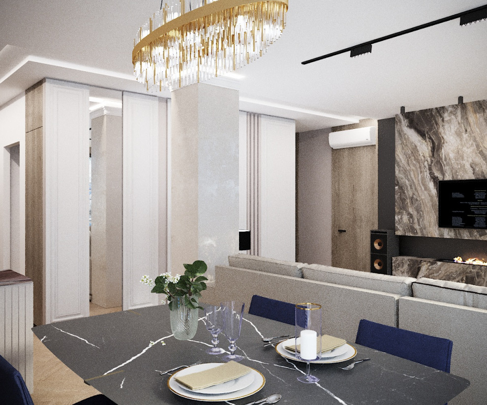 Обложка проекта: Гостиная-кухня ЖК Машков