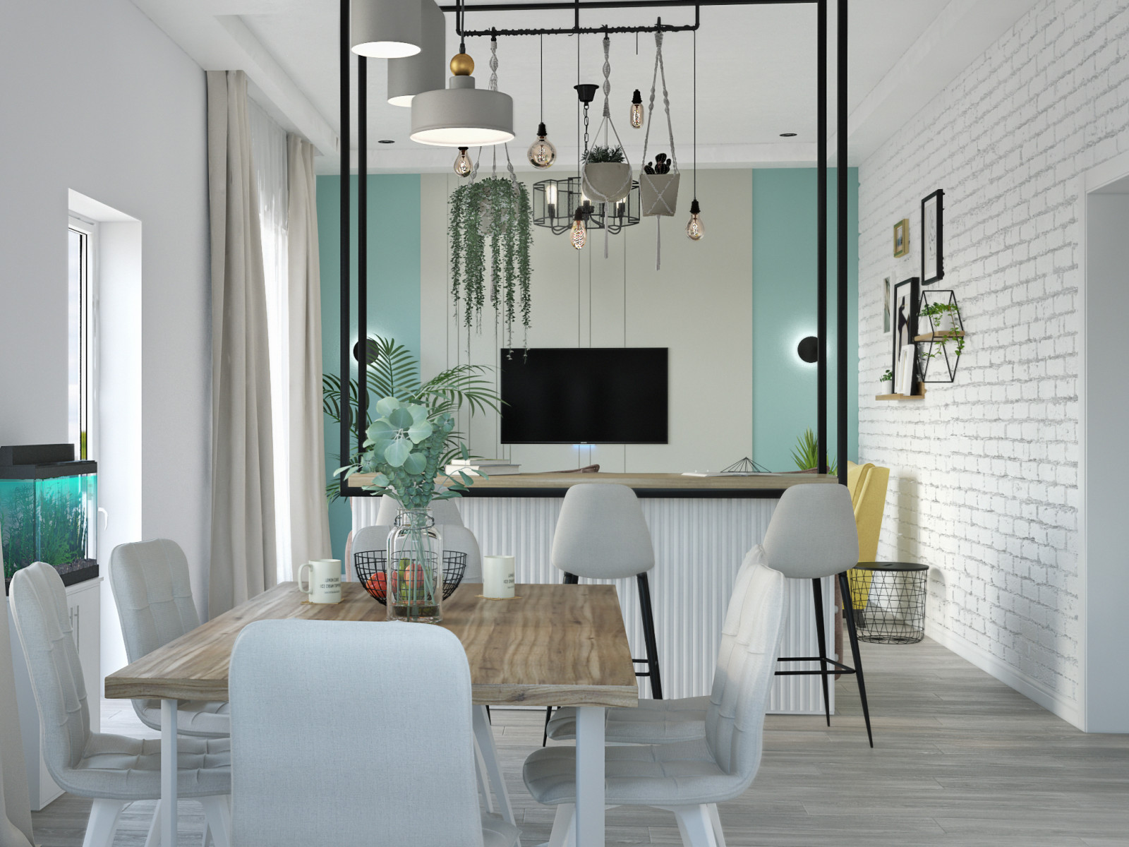 Кухня-гостиная в скандинавском стиле