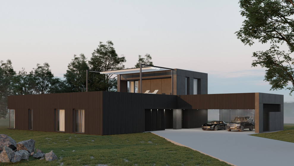 Современный до с плоской кровлей 20*30 м