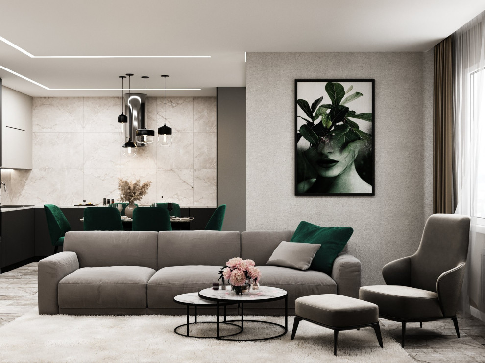 Дизайн кухни-гостиной