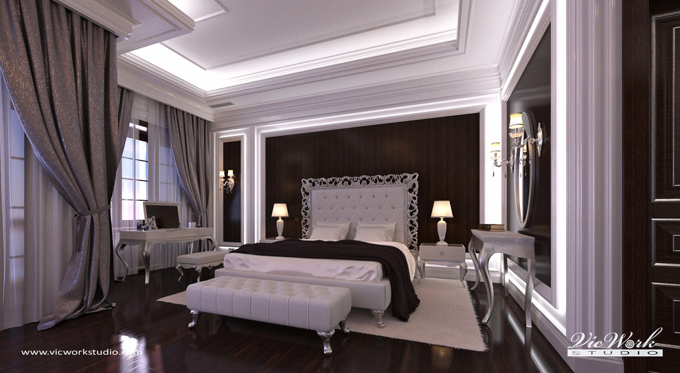 Luxury neoclassical bedroom interior. Bedroom in the H Residence