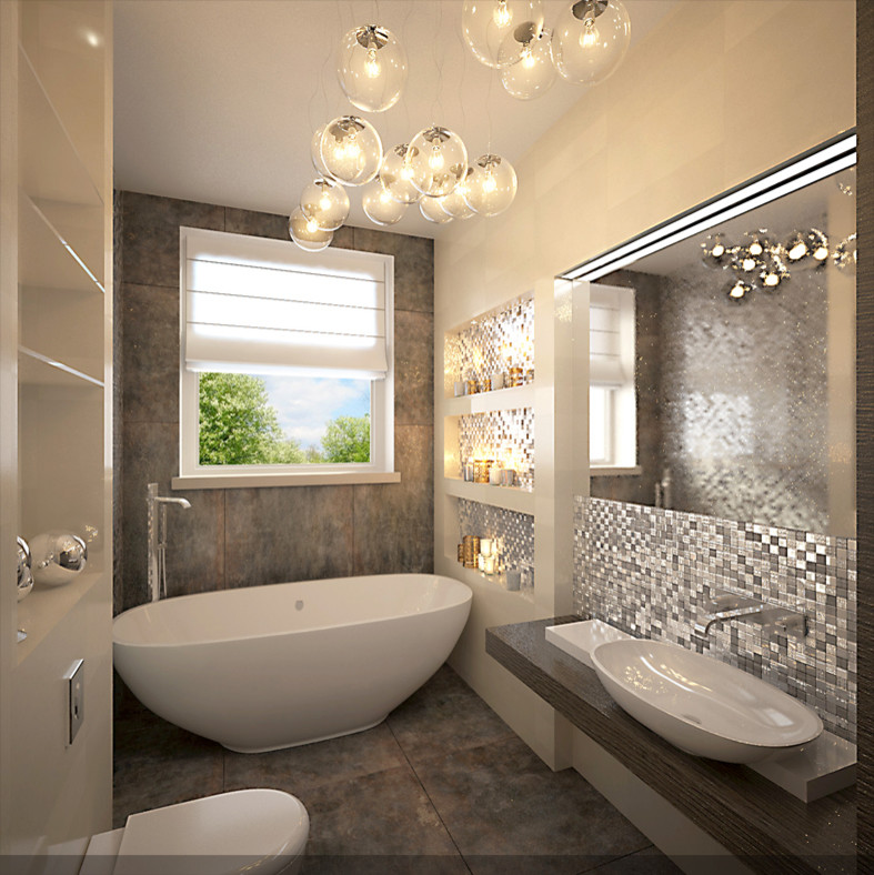 Обложка проекта: Ванная с зеркальной мозаикой