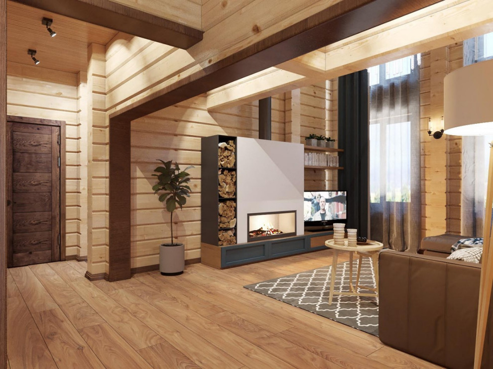 гостиная с камином