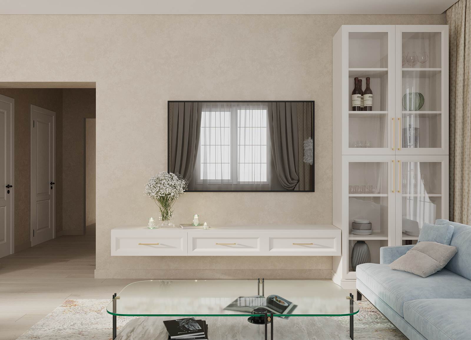 Обложка проекта: Кухня-гостиная в классическом стиле