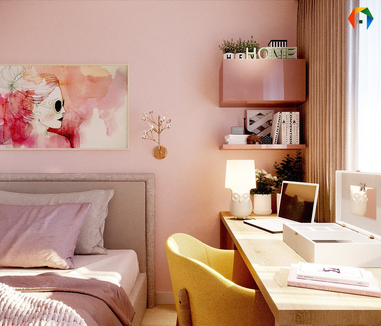 Дизайн трешки в песочных тонах