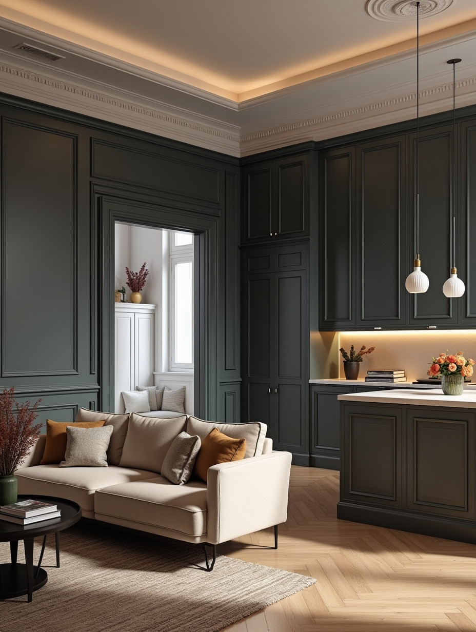 Кухня гостиная в классическом стиле