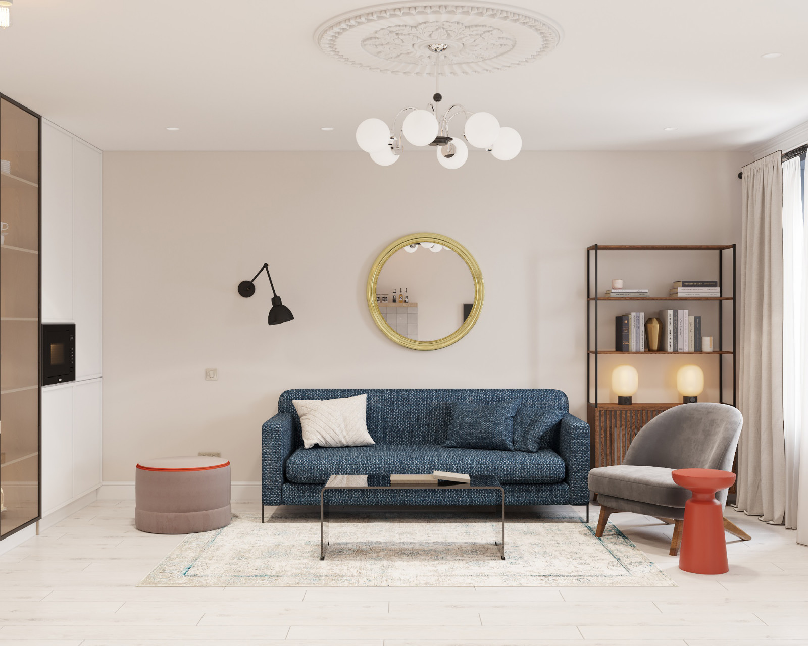 Дизайн проект квартиры с элементами стиля mid-century modern.