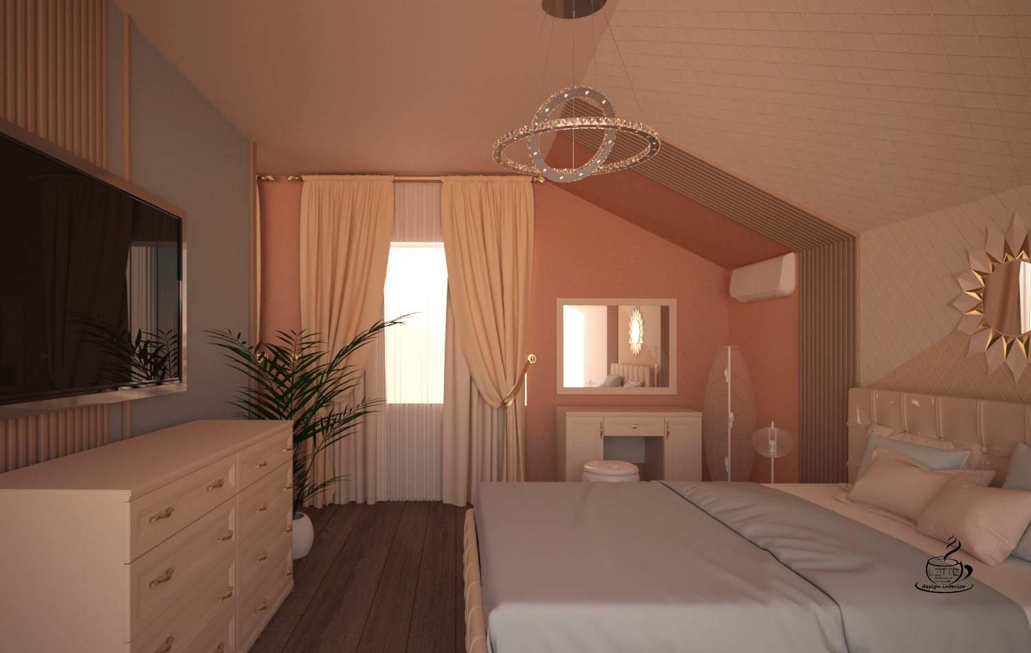 Дизайн мансардной спальни