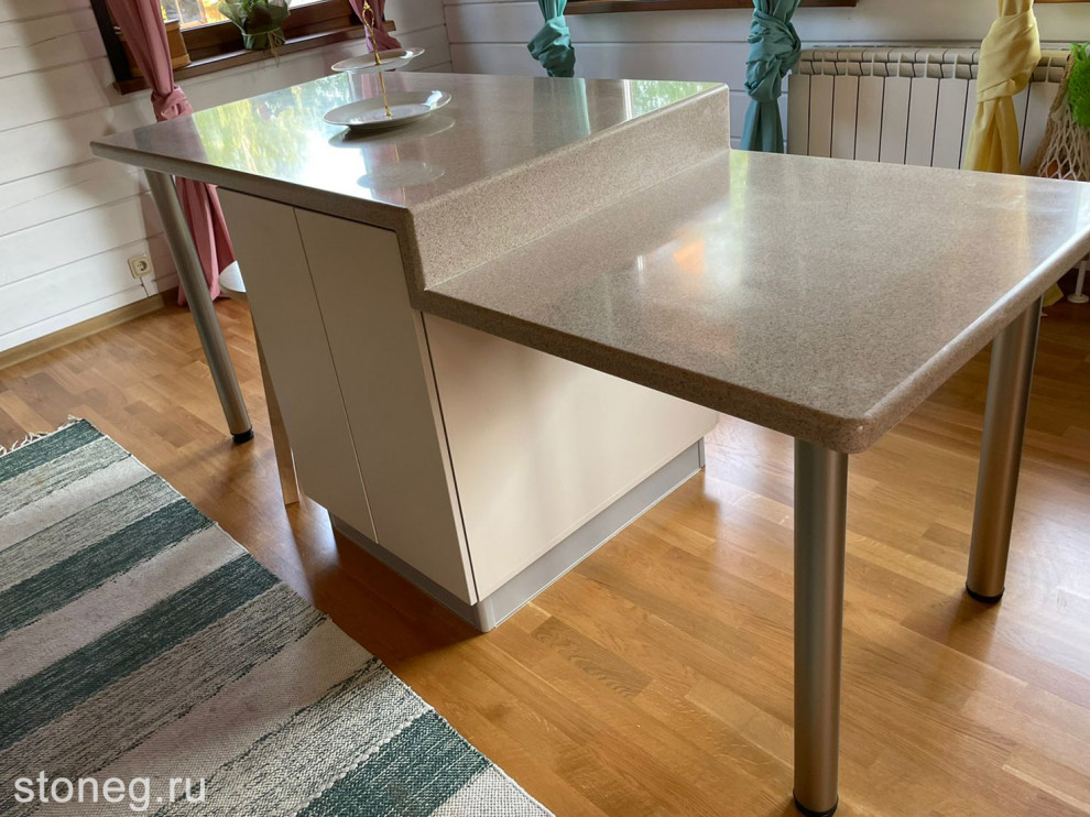 Двухуровневая столешница для кухонного острова из камня Hi-Macs