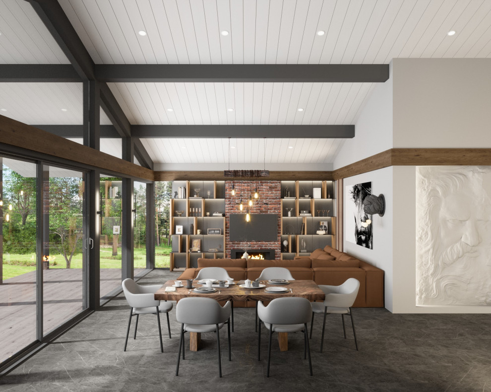 Дизайн кухни-гостиной в доме