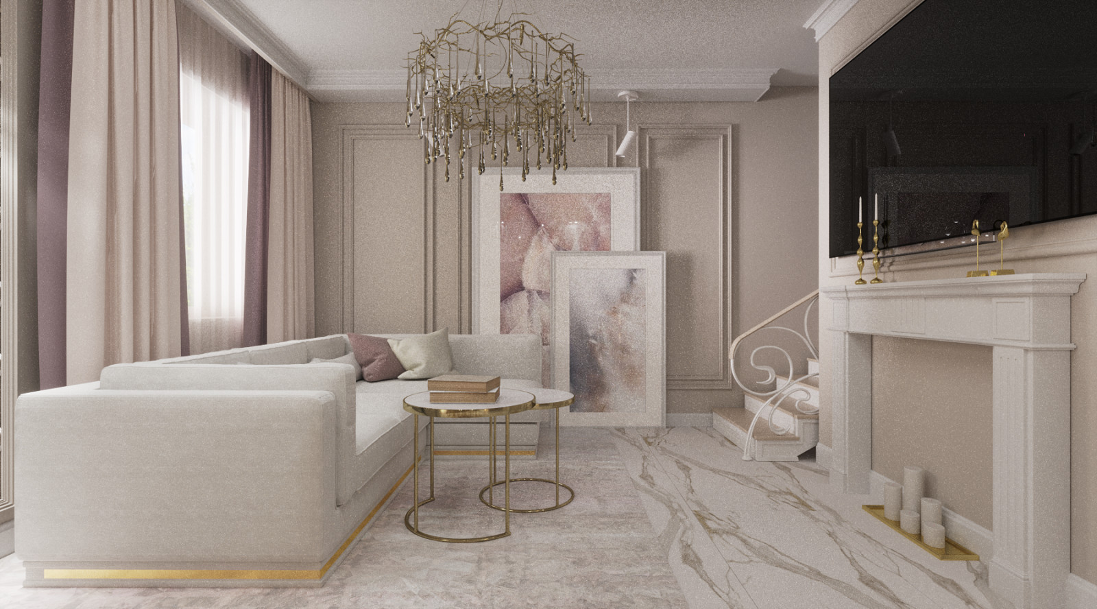 Обложка проекта: Кухня-гостиная Неоклассика