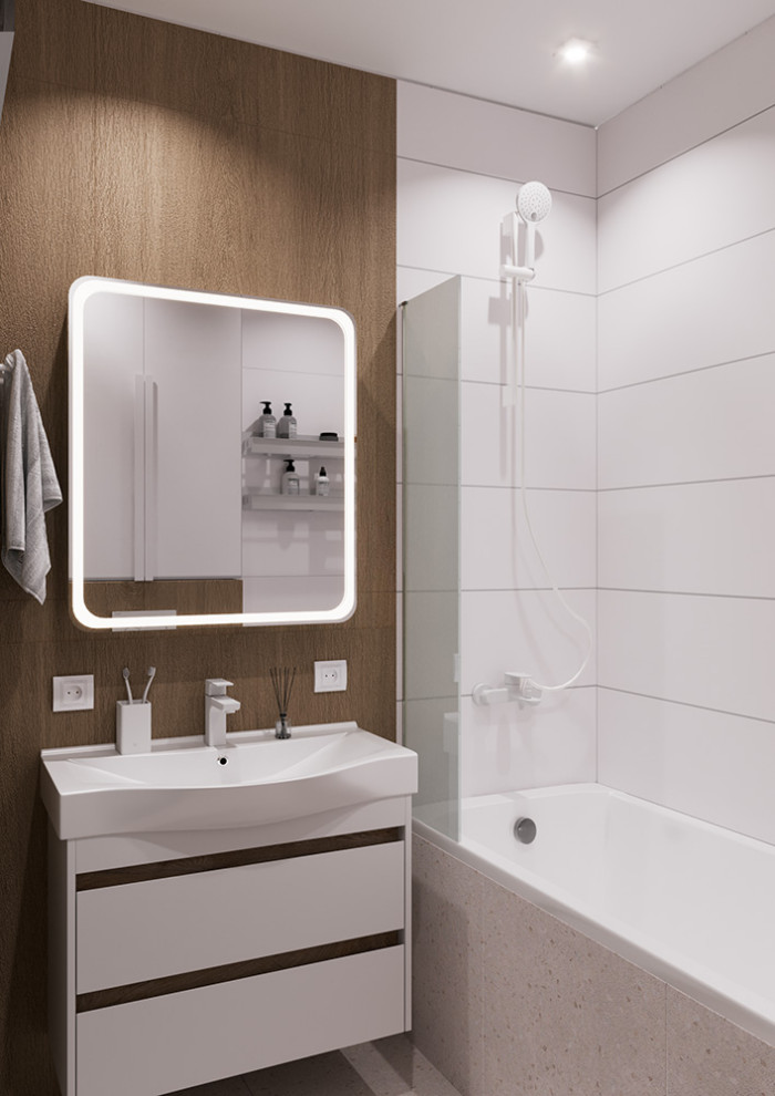 Евро однокомнатная квартира с яркими акцентами в ЖК Атмосфера