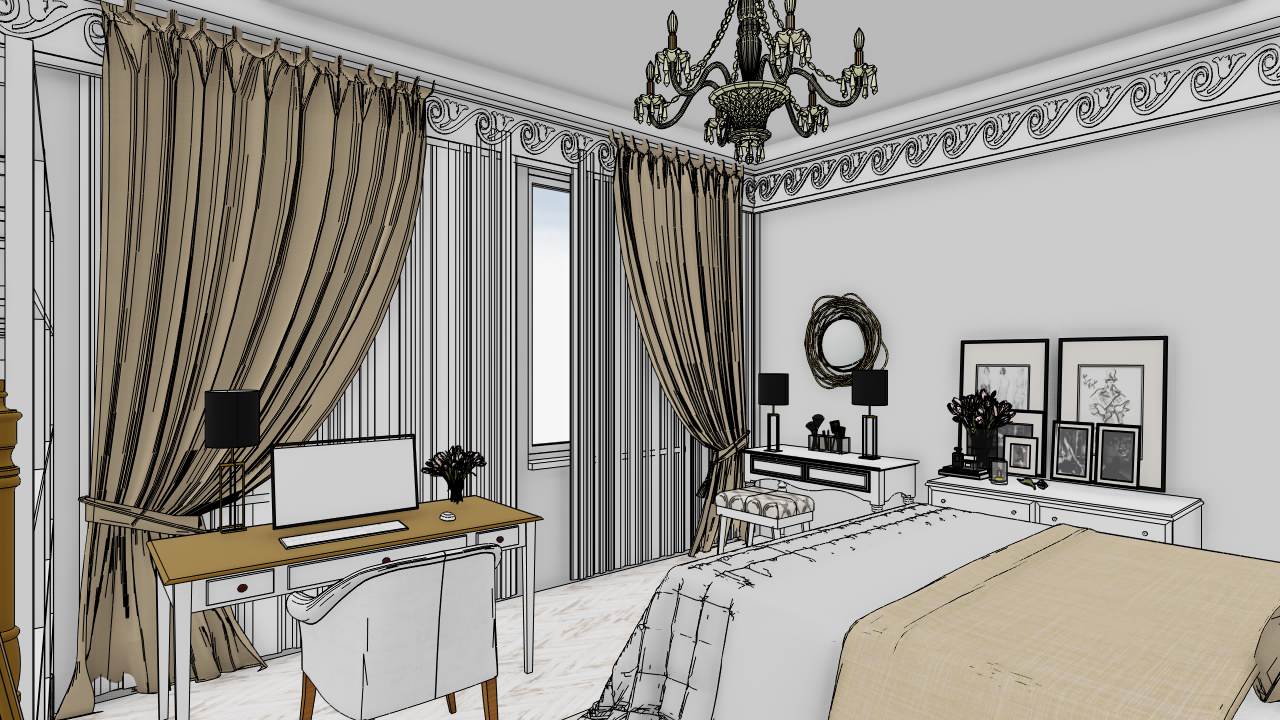 Скетчи спальня