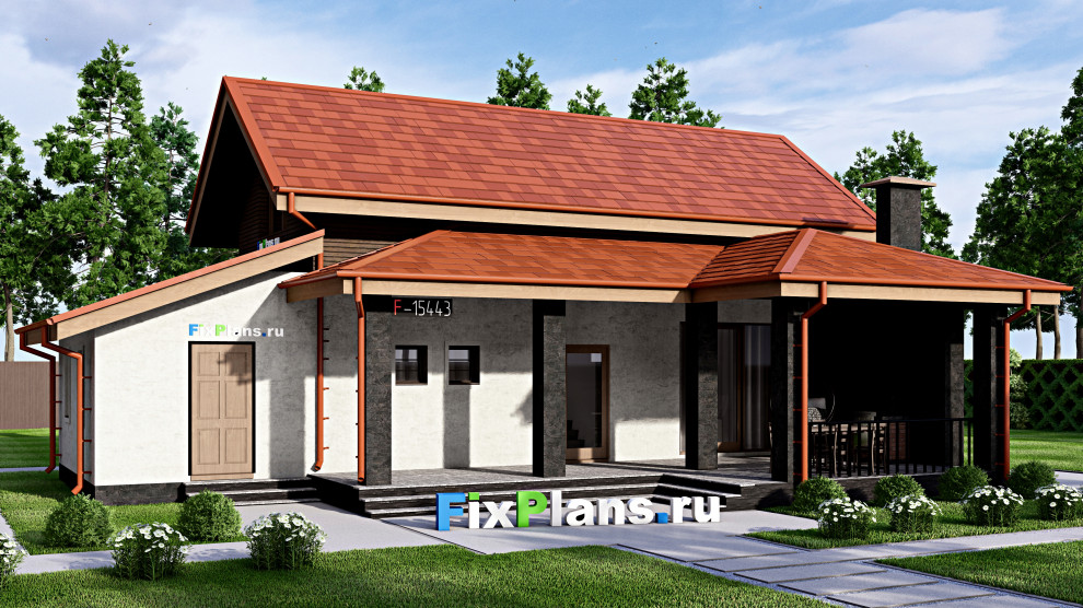 Проект дома с мансардой 10х14 м S109м2 F-15443