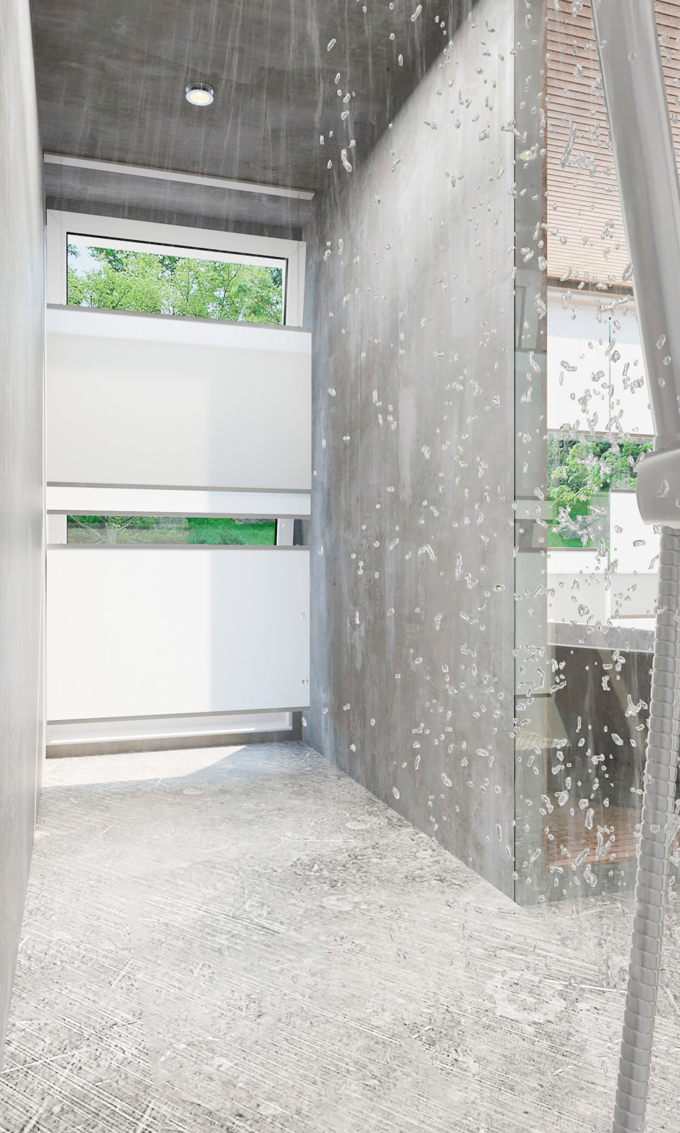 Оформление панорамных окон ванной комнаты в японском стиле