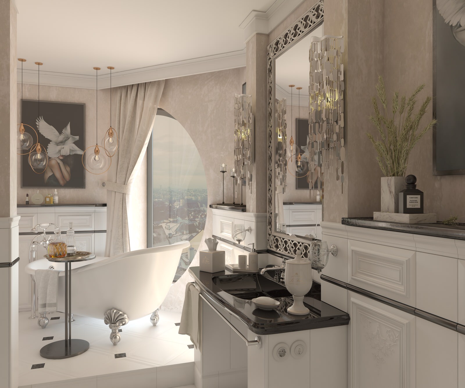 Ванная комната в классическом стиле.