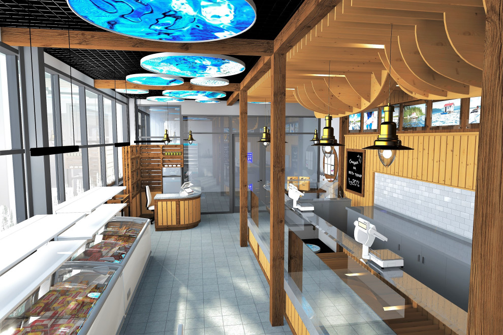 Визуализация магазина форелевого хозяйства на севере Карелии