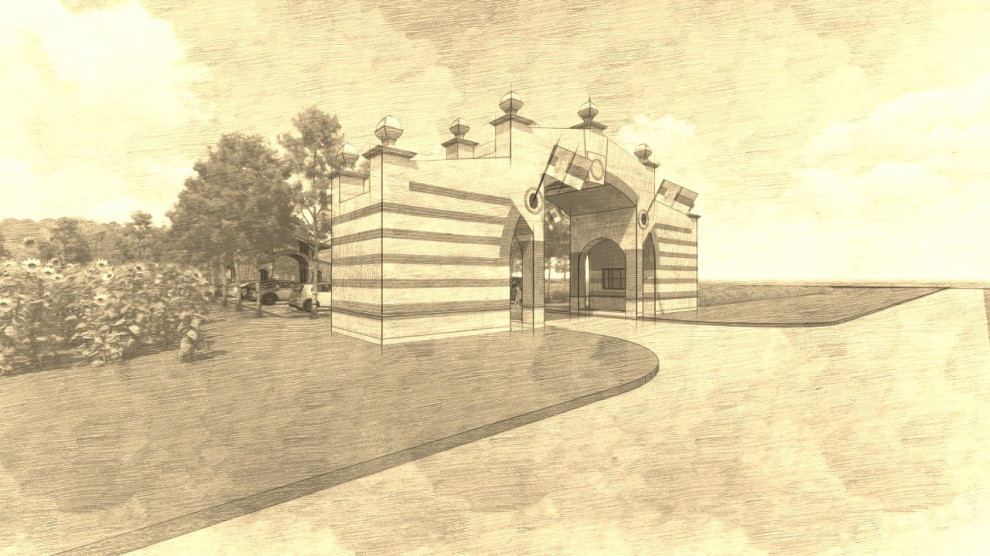 Entrance in small hotel complex